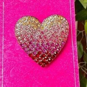 Ombre Heart Crystal Brooch